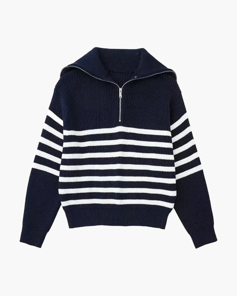 Gestreifter Zip-up-Pullover