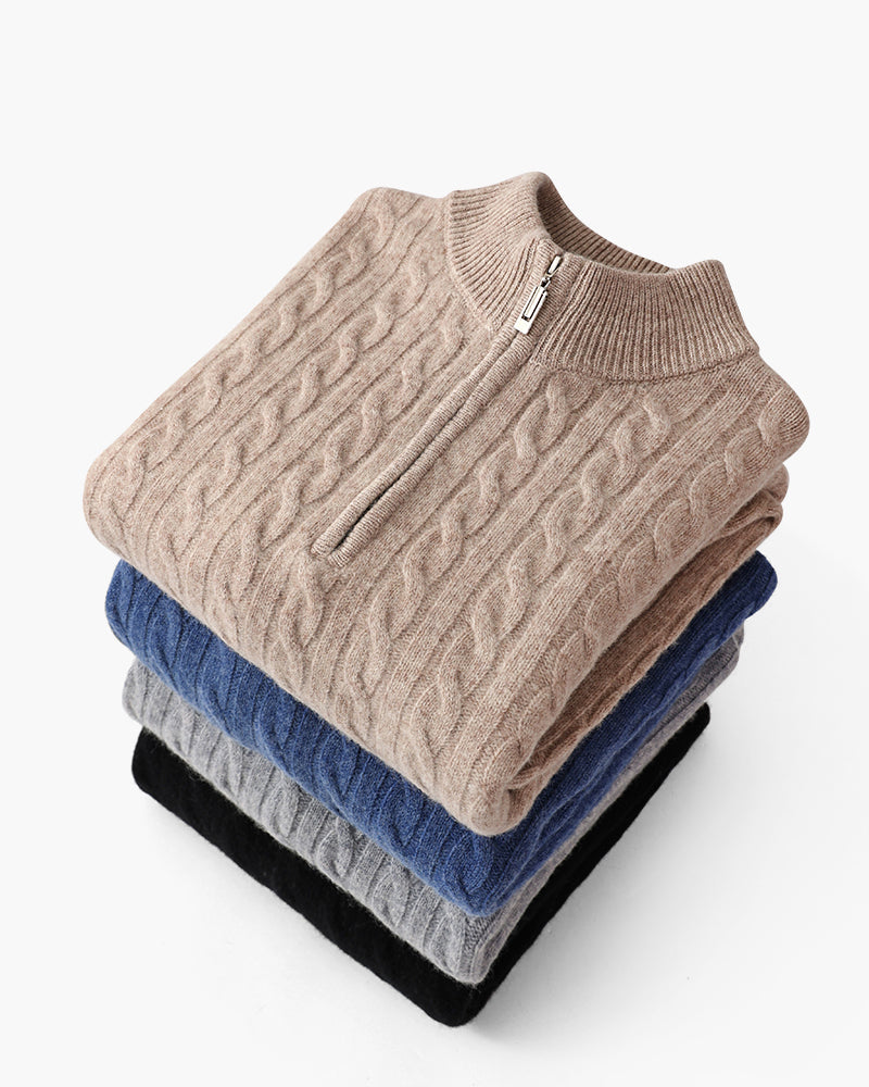 100 % Kaschmir Gewebter Half-Zip