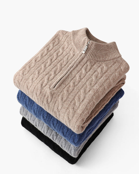 100 % Kaschmir Gewebter Half-Zip