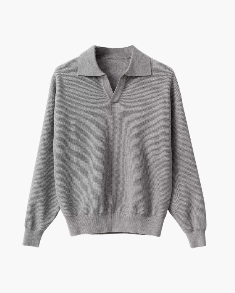 Strukturierter Strickpolo-Pullover