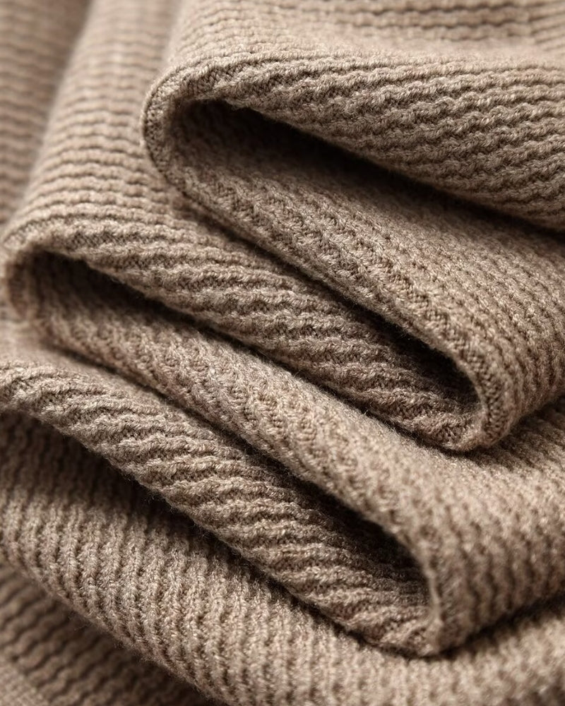 Strukturierter Strickpolo-Pullover
