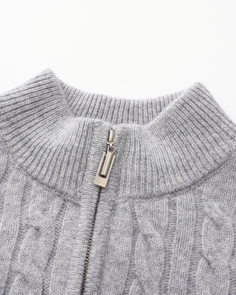 100 % Kaschmir Gewebter Half-Zip