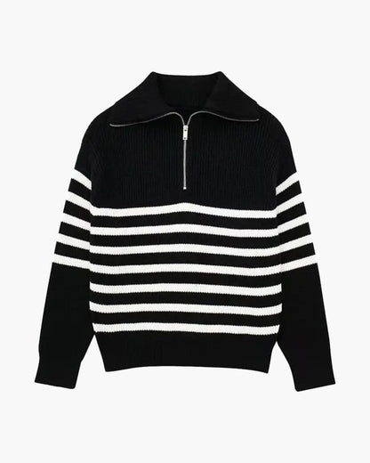Gestreifter Zip-up-Pullover