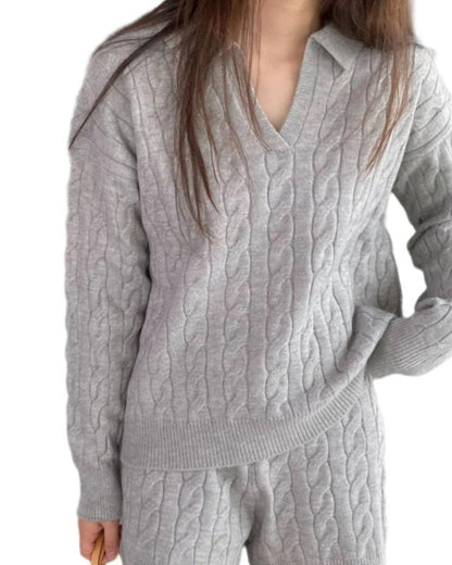 Premium Wolle V-Ausschnitt Strickpullover
