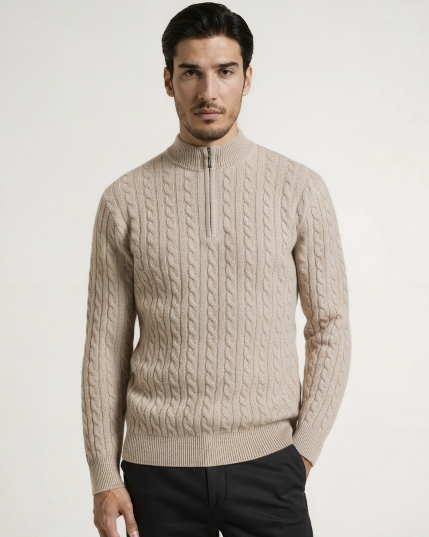 100 % Kaschmir Gewebter Half-Zip