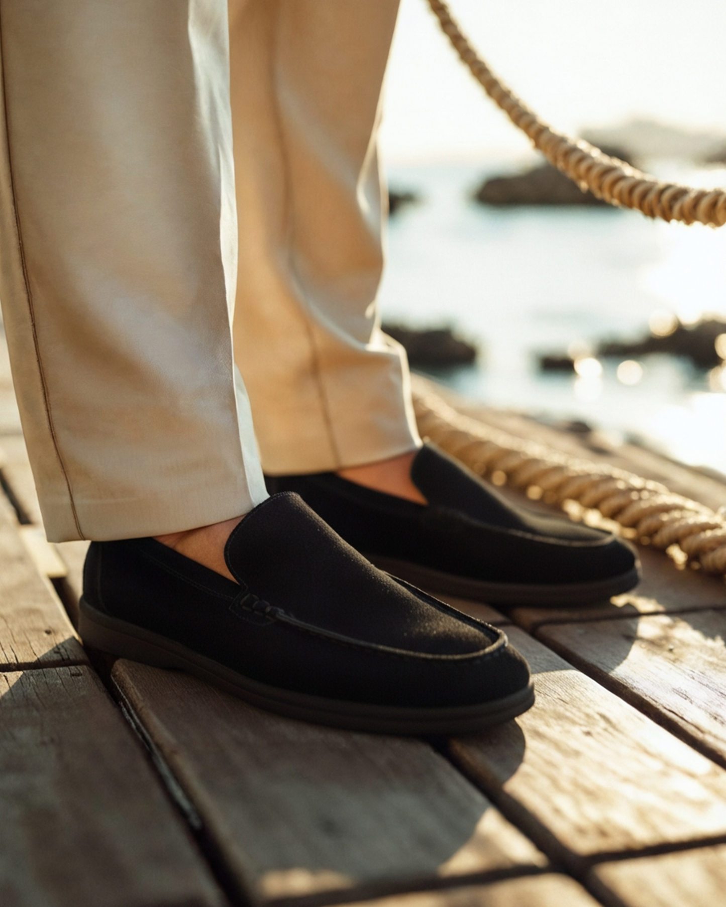 Premium Wildleder Slipper – Schwarze Sohlen