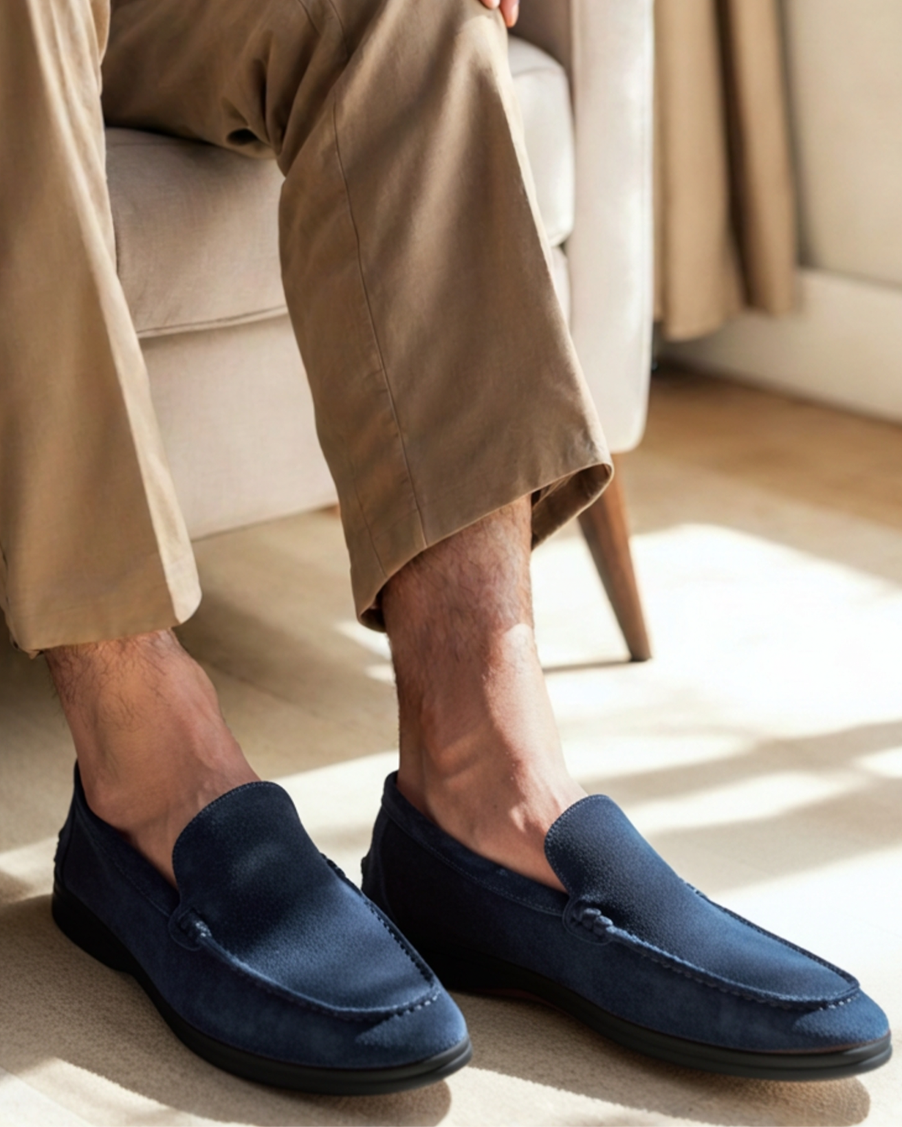 Premium Wildleder Slipper – Schwarze Sohlen